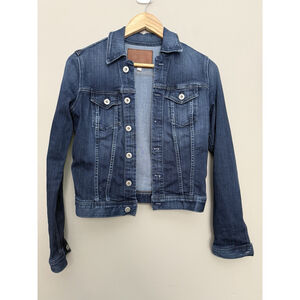AG Adriano Goldschmied Jean Jacket Women's Blue Size Small Button Front Trucker